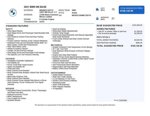 Brands Hatch Grey Metallic 2021 BMW M5 Base