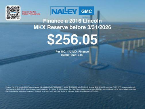 White Platinum Clearcoat Metallic 2016 Lincoln MKX Reserve