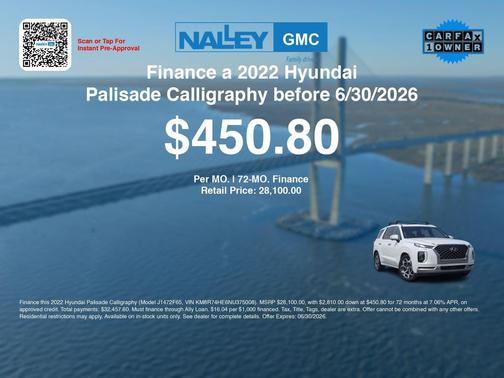 Hyper White 2022 Hyundai PALISADE Calligraphy