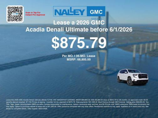Glacier White Tricoat 2026 GMC Acadia Denali