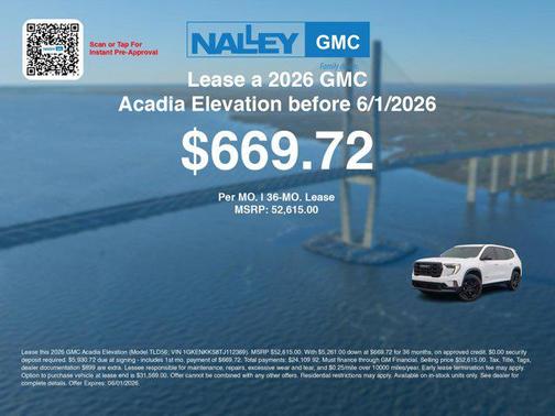 Summit White 2026 GMC Acadia FWD Elevation