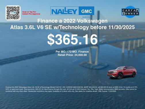 2022 Volkswagen Atlas 3.6L SE w/Technology