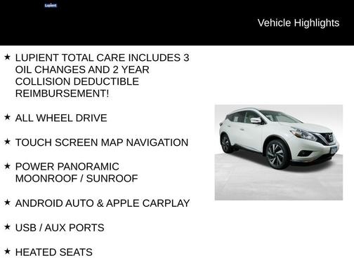 White 2018 Nissan Murano Platinum