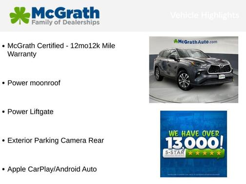 Magnetic Gray Metallic 2022 Toyota Highlander XLE