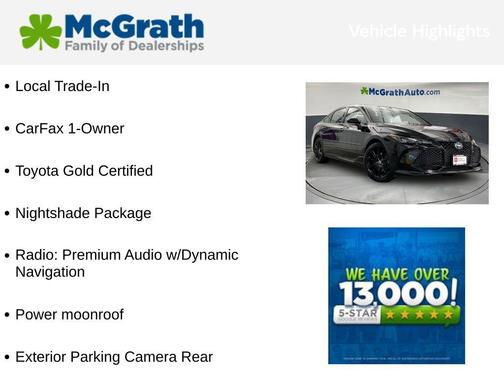 Midnight Black Metallic 2022 Toyota Avalon Hybrid XSE