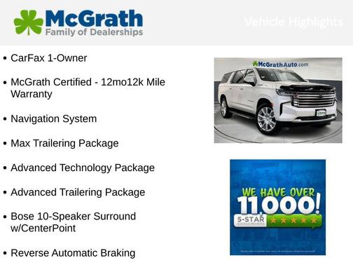 Iridescent Pearl Tricoat 2023 Chevrolet Suburban 4WD High Country