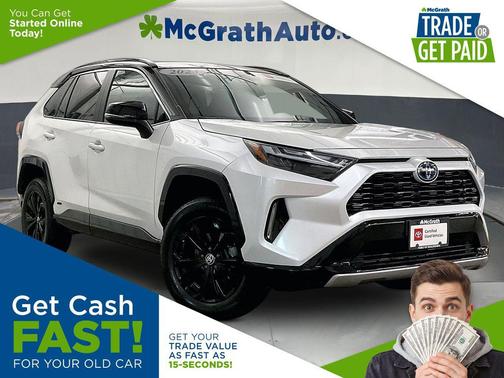 Wind Chill Pearl/Midnight Black Metallic 2023 Toyota RAV4 Hybrid SE