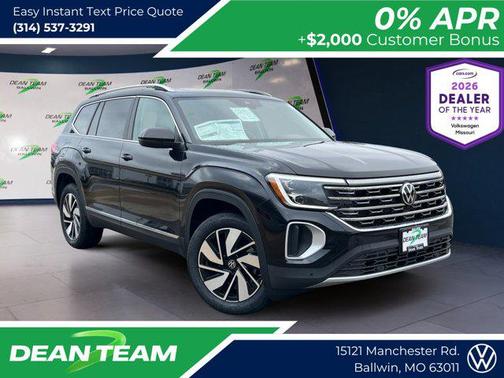 deep black pearl 2026 Volkswagen Atlas 2.0T SEL
