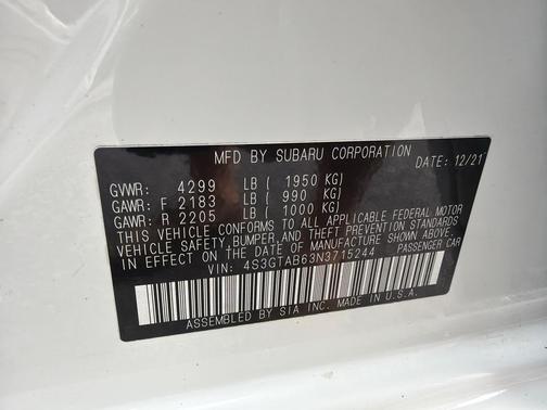 Crystal White Pearl 2022 Subaru Impreza Base