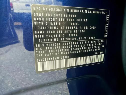 2021 Volkswagen Tiguan 2.0T SE 4MOTION