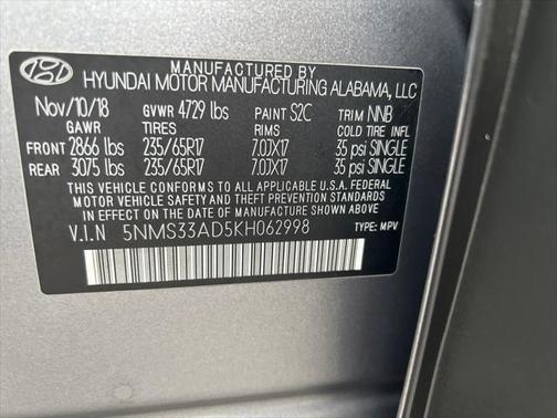 2019 Hyundai SANTA FE SEL 2.4
