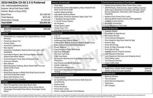 Wind Chill Pearl 2024 Mazda CX-50 2.5 S Preferred Package