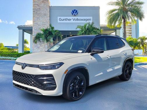 Opal White W/Deep Black Roof 2026 Volkswagen Tiguan 2.0T SE R-Line Black