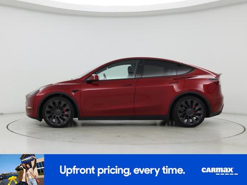 Red 2025 Tesla Model Y Performance