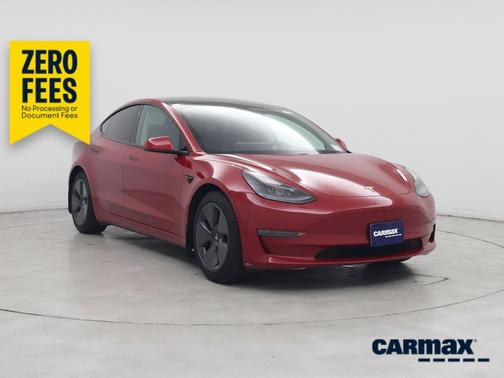 Red 2021 Tesla Model 3 Standard Range Plus
