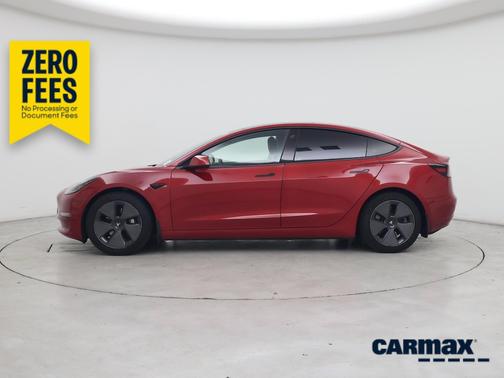 Red 2021 Tesla Model 3 Standard Range Plus