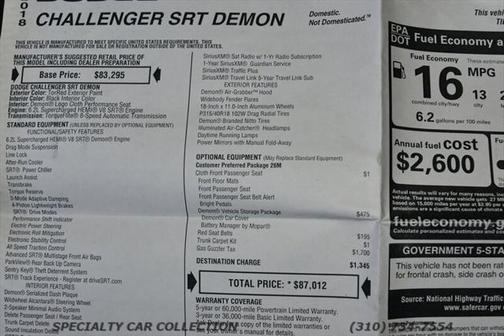 2018 Dodge Challenger SRT Demon