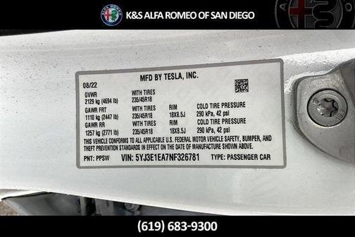 2022 Tesla Model 3 Standard Range
