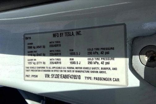 2019 Tesla Model 3 Standard Range Plus