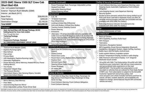 Titanium Rush Metallic 2025 GMC Sierra 1500 SLT