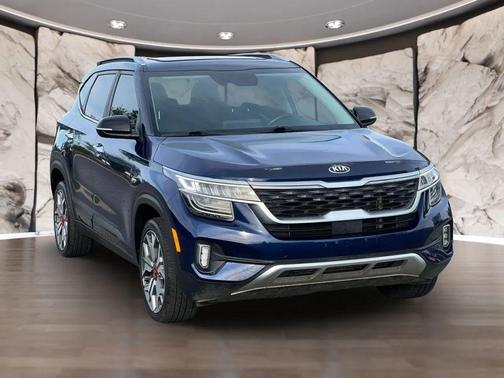 Dark Ocean Blue/Black Roof 2021 Kia Seltos SX Turbo