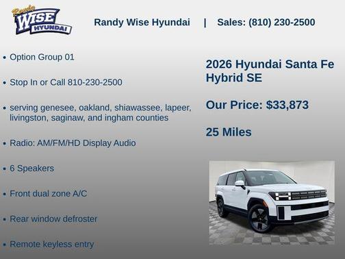 Serenity White 2026 Hyundai SANTA FE SE