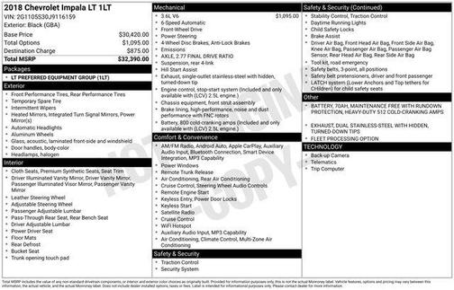 Black 2018 Chevrolet Impala 1LT