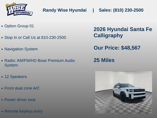 Serenity White 2026 Hyundai SANTA FE Calligraphy