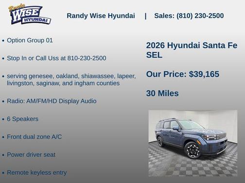Atlantis Blue 2026 Hyundai SANTA FE SEL 2.4