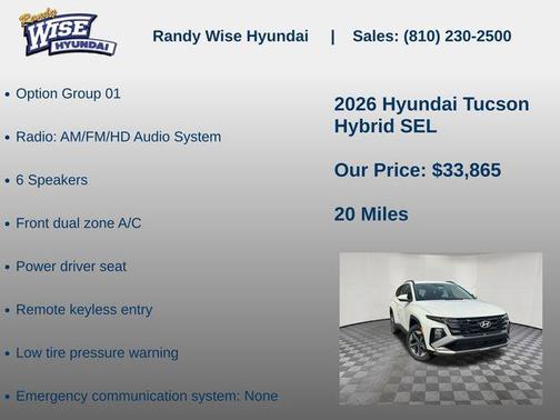 Creamy White Pearl 2026 Hyundai TUCSON Hybrid SEL