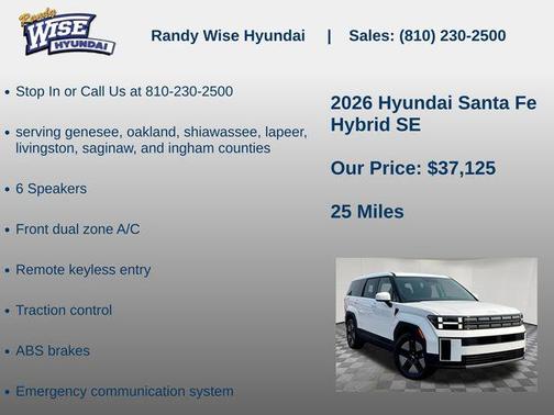 Serenity White 2026 Hyundai SANTA FE SE