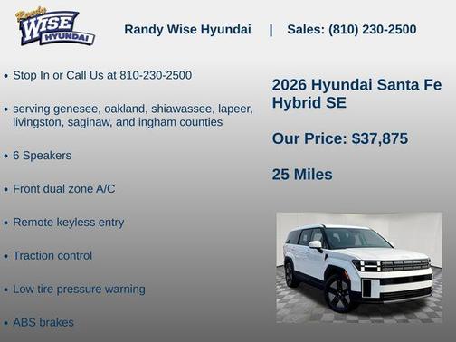 Serenity White 2026 Hyundai SANTA FE SE