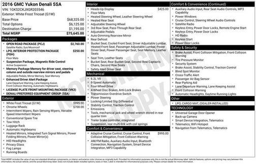 White Frost Tricoat 2016 GMC Yukon Denali