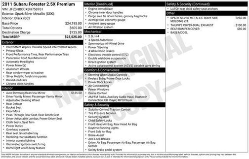 Spark Silver Metallic 2011 Subaru Forester 2.5 X Premium