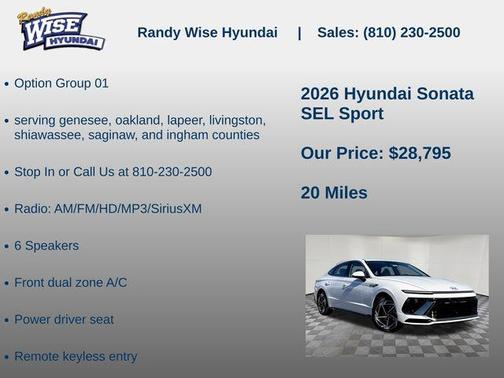 Serenity White 2026 Hyundai SONATA SEL