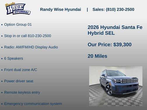 Atlantis Blue 2026 Hyundai SANTA FE SEL 2.4