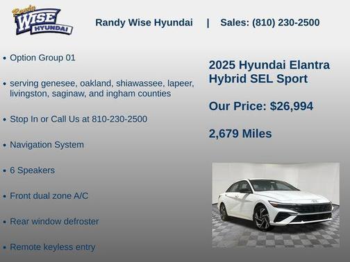 Serenity White 2025 Hyundai ELANTRA HEV SEL Sport