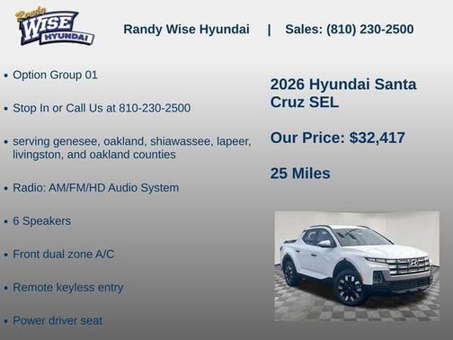 Atlas White 2026 Hyundai SANTA CRUZ SEL