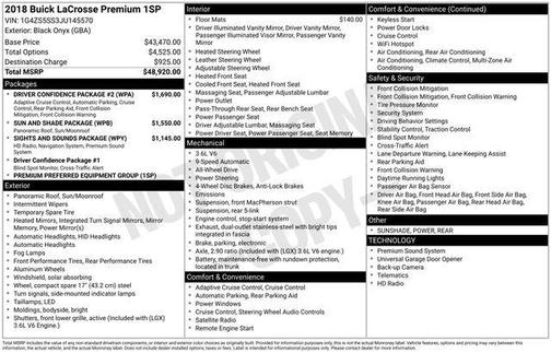 Black Onyx 2018 Buick LaCrosse Premium