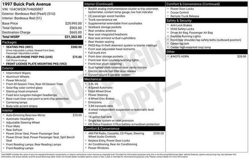 Bordeaux Red Pearl 1997 Buick Park Avenue Base