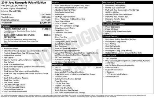 Alpine White 2018 Jeep Renegade Upland