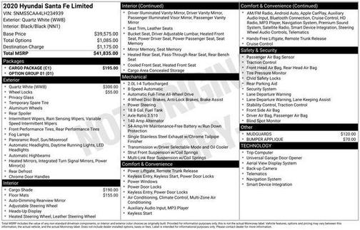 2020 Hyundai SANTA FE Limited 2.0T