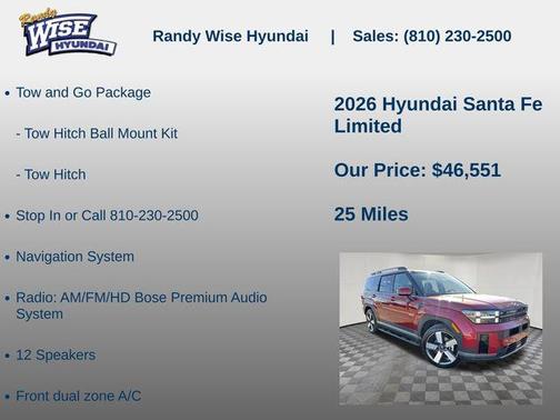 Ultimate Red 2026 Hyundai SANTA FE Limited
