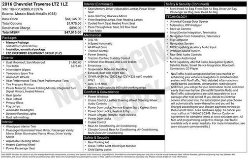 Mosaic Black Metallic 2016 Chevrolet Traverse LTZ