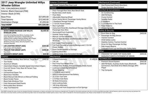 2017 Jeep Wrangler Unlimited Willy Wheeler 4x4