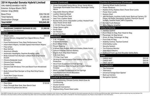 Eclipse Black 2014 Hyundai SONATA Hybrid Limited
