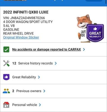 2022 INFINITI QX80 Luxe