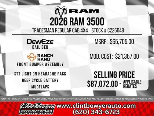 Bright White Clear-Coat Exterior Paint 2026 RAM 3500 Tradesman/Big Horn