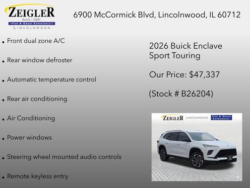 summit white 2026 Buick Enclave Sport Touring