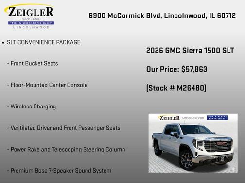 Summit White 2026 GMC Sierra 1500 SLT